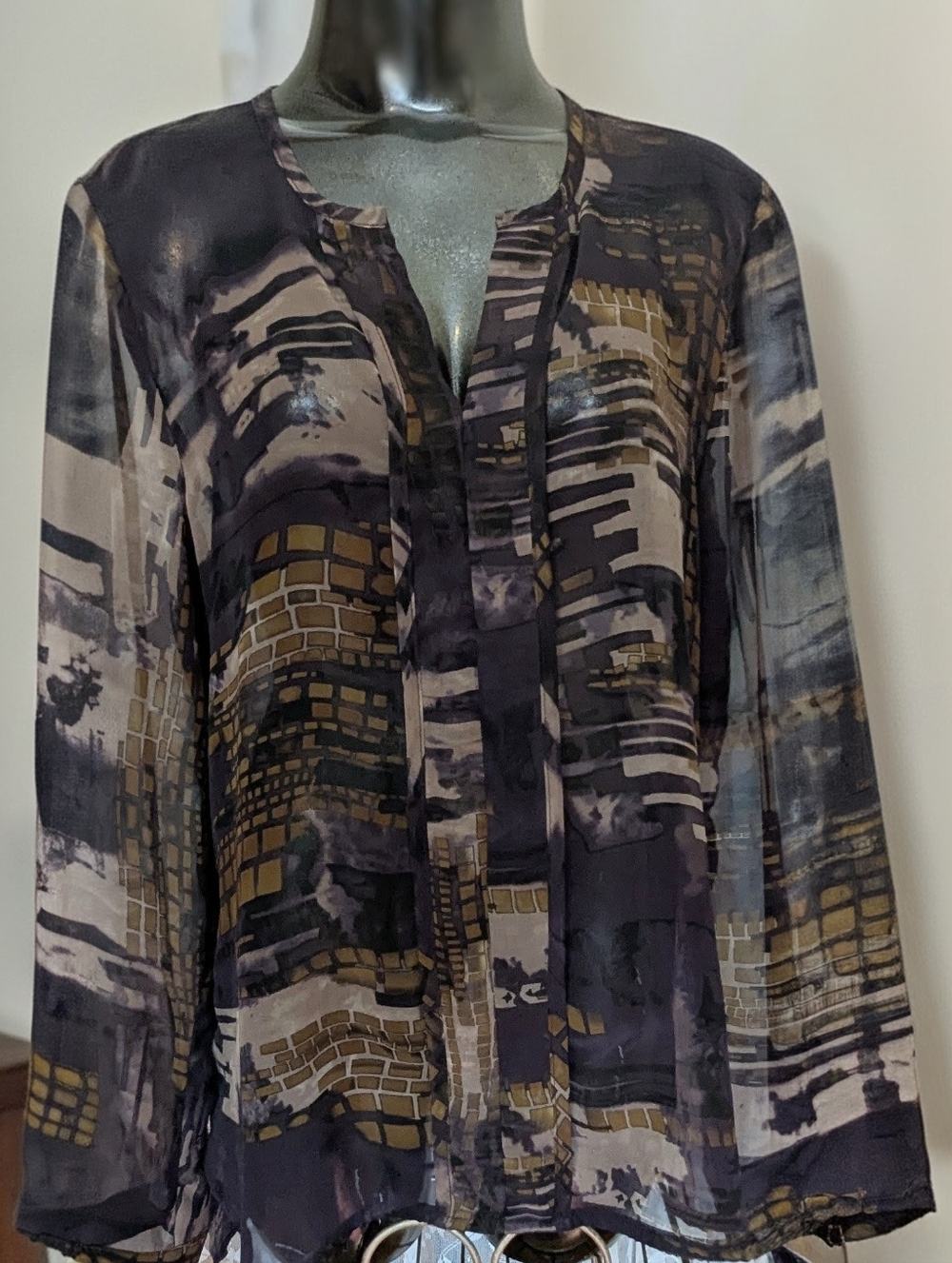 Melanie Lyne Chiffon Blouse Women's Size M
